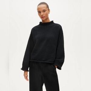 J. Crew 2025 Rollneck Sweater Black 100% Cotton Mock Neck Size XS Extra Small